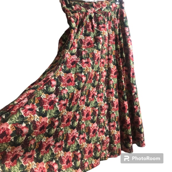 Herman Geist Floral MIDI Full Skirt Pleated - Picture 2 of 8